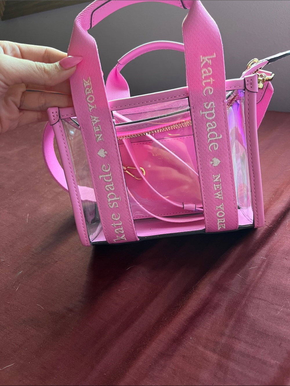 kate spade Pink Clear Mini Tote with Branded Straps